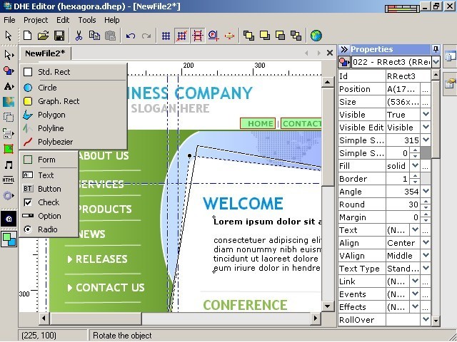 DHE Editor Site Builder Screenshot